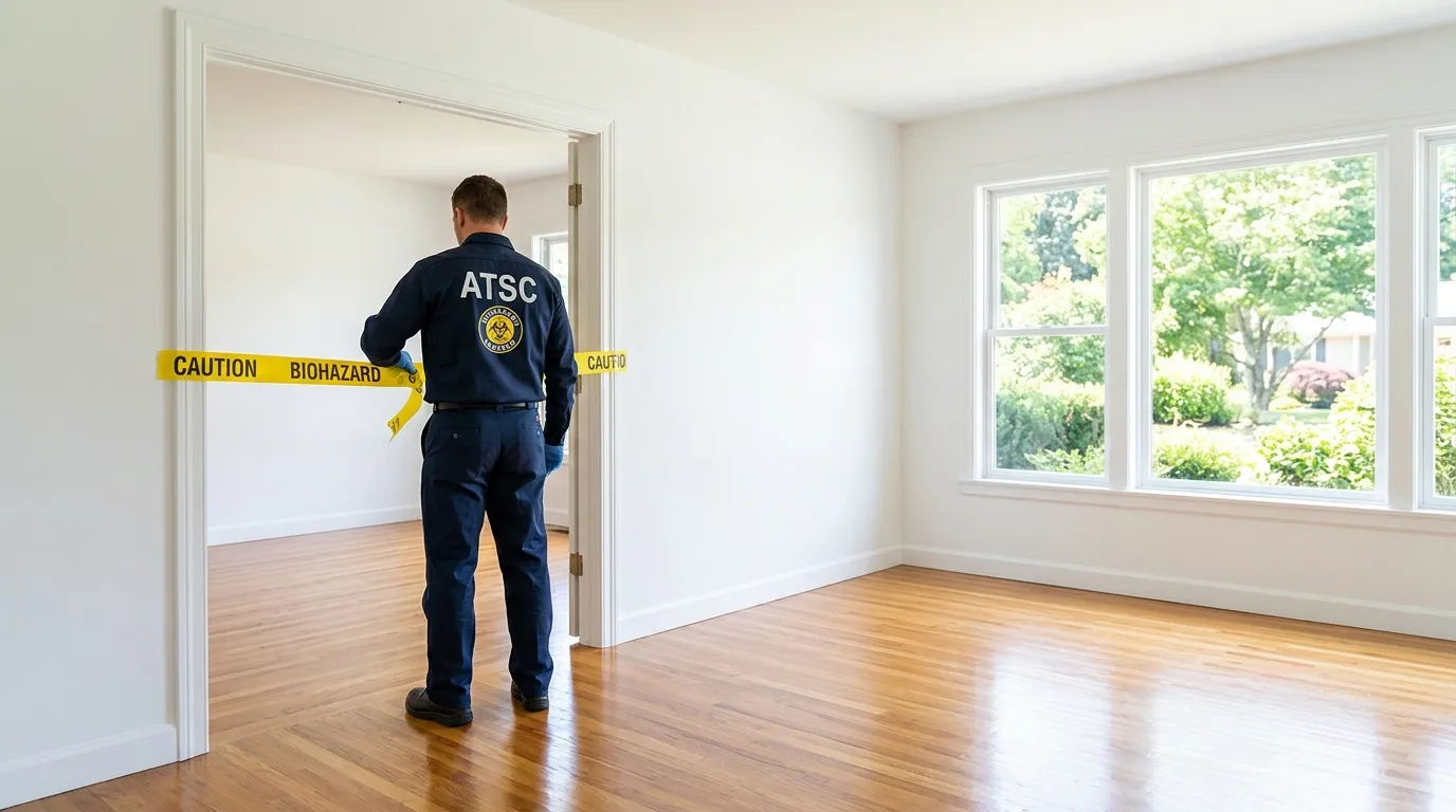 Certified biohazard cleanup crew performing Trauma Scene Cleanup in Burnet